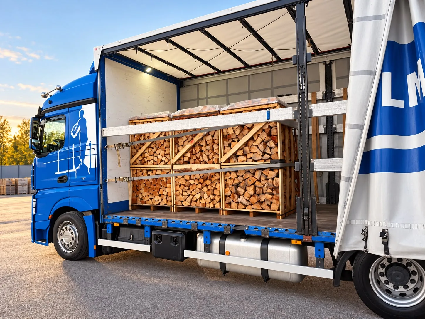 Kamion LMI Cargo Team s paletama ogrjevnog drva